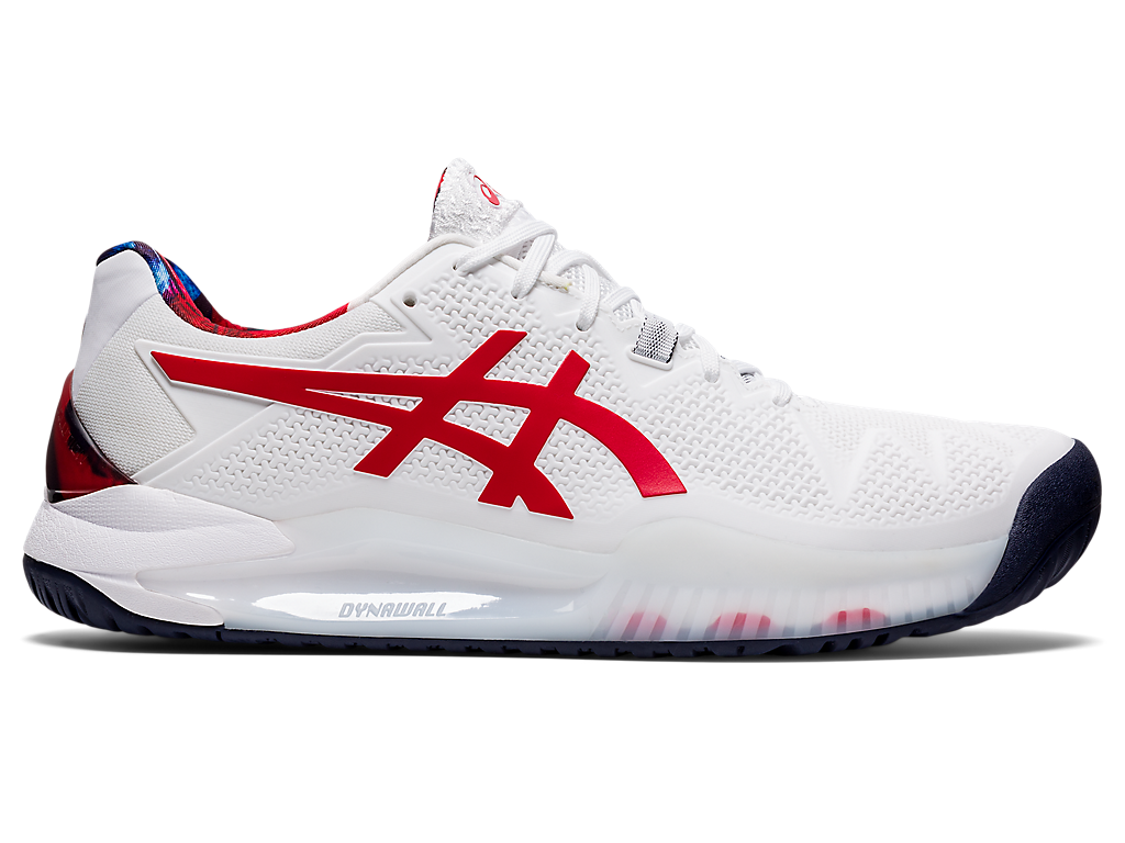 Asics Gel Resolution 8 White/Classic Red Men's Tennis Shoes 1041A292-110 - NEW ARRIVAL