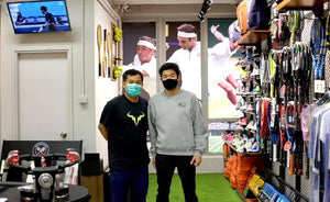 Kevin Wong visiting Masters Racket store