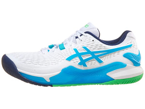 Asics Gel Resolution 9 White / Digital Aqua / Green Men's Tennis shoes - 2024 NEW ARRIVAL