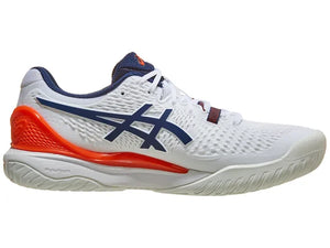 Asics Gel Resolution 9 2E Wh/Blue/Or Men's Tennis Shoes - 2023 NEW ARRIVAL