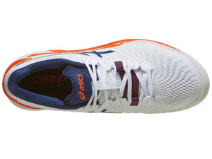 Asics Gel Resolution 9 2E Wh/Blue/Or Men's Tennis Shoes - 2023 NEW ARRIVAL
