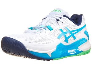 Asics Gel Resolution 9 White / Digital Aqua / Green Men's Tennis shoes - 2024 NEW ARRIVAL