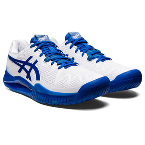 Asics Gel Resolution 8 White/Blue Men's Tennis Shoes - NEW ARRIVAL