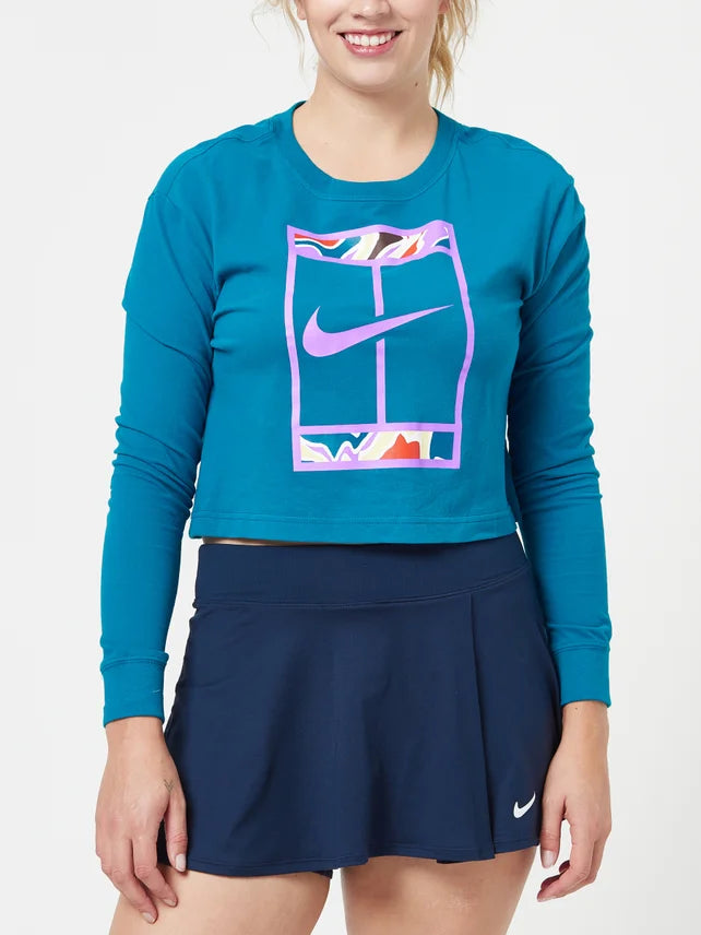 Nike Women's Spring Slam Crop Long Sleeve (Green or White color) - 2023 NEW ARRIVAL