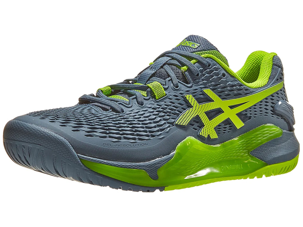 Asics Gel Resolution 9 2E Steel Blue/Green Men's Tennis Shoes - 2023 NEW ARRIVAL