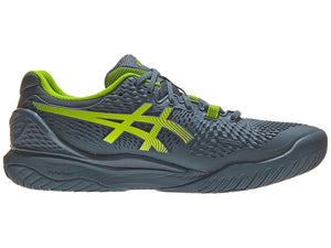 Asics Gel Resolution 9 2E Steel Blue/Green Men's Tennis Shoes - 2023 NEW ARRIVAL