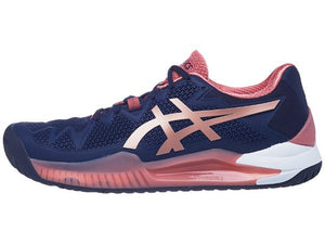 Asics Gel Resolution 8 Peacoat/Rose Gold Women's Tennis Shoes - NEW ARRIVAL