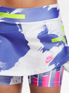 Nike Women's Challenge Court Slam Skirt (White/Sapphire/Hot Lime/Pink Foil)